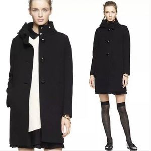 Kate Spade New York High Collar Black Bow Wool Coat